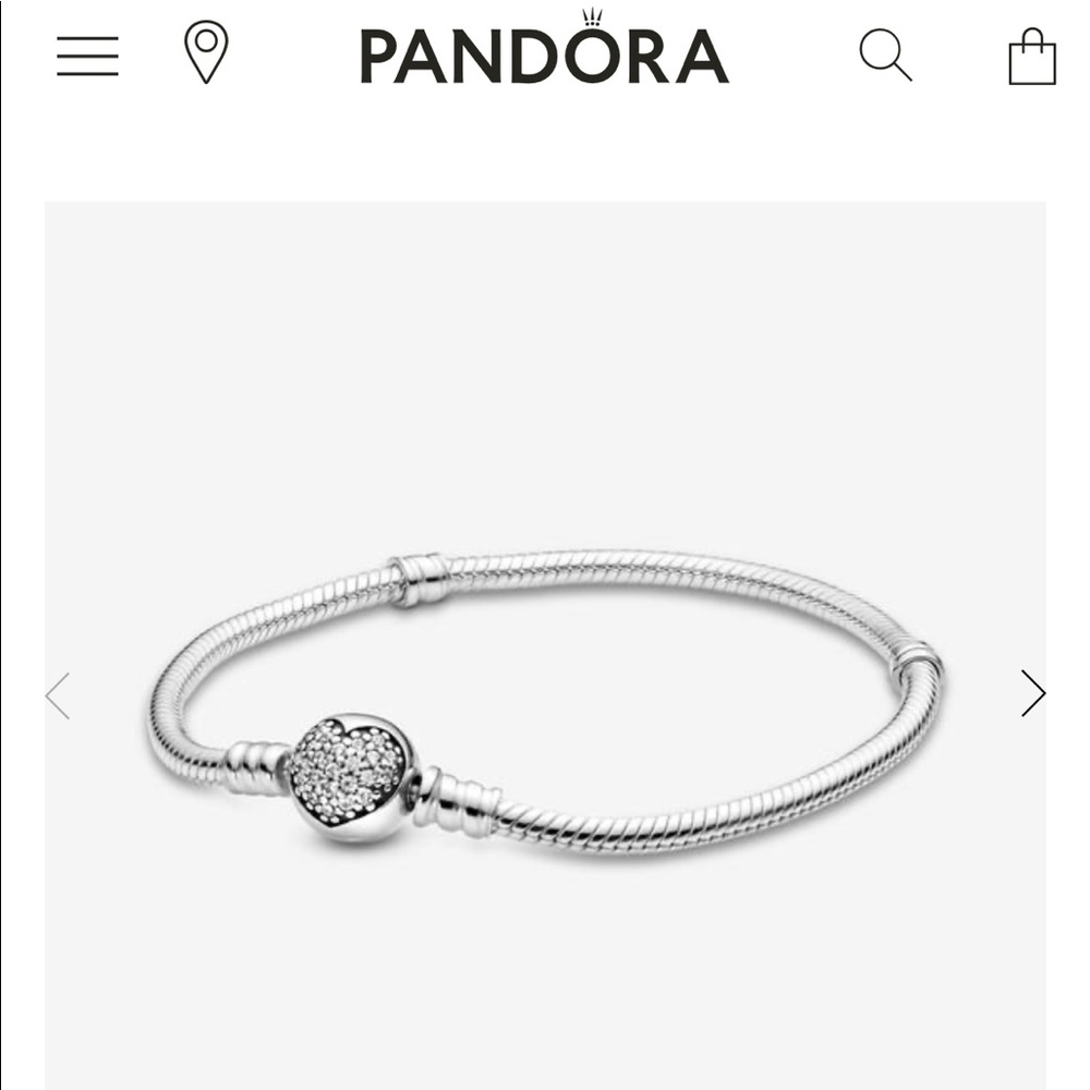 Pandora Moments Sparkling Heart Clasp Snake Chain Bracelet